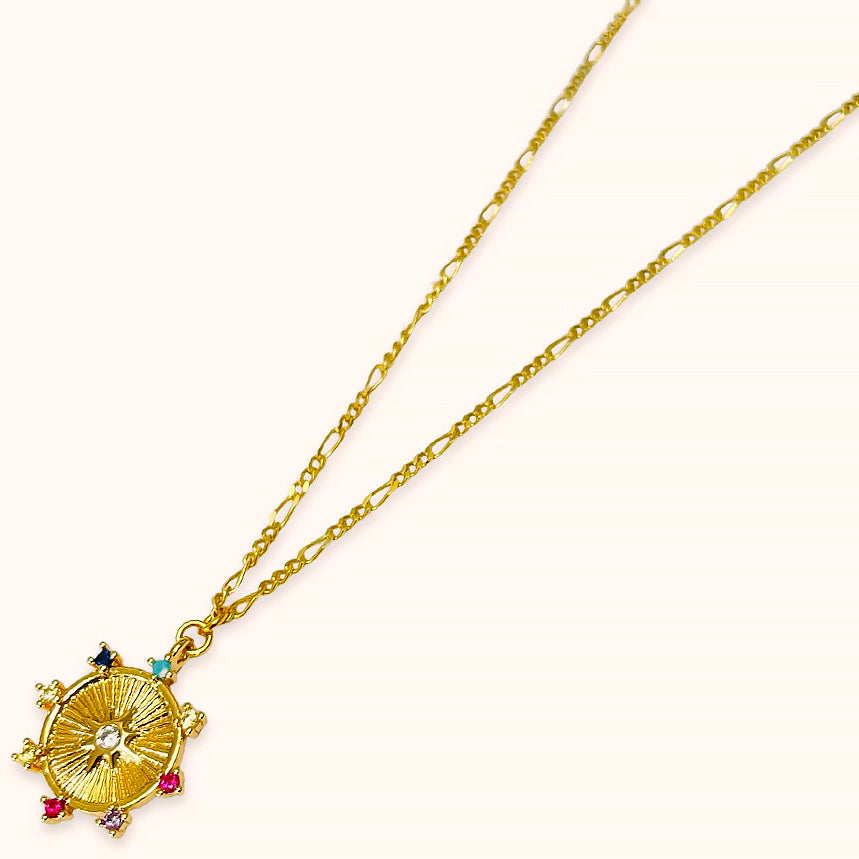 Vergoldete Silber Halskette mit 'North Star' Zirkonia Anhänger